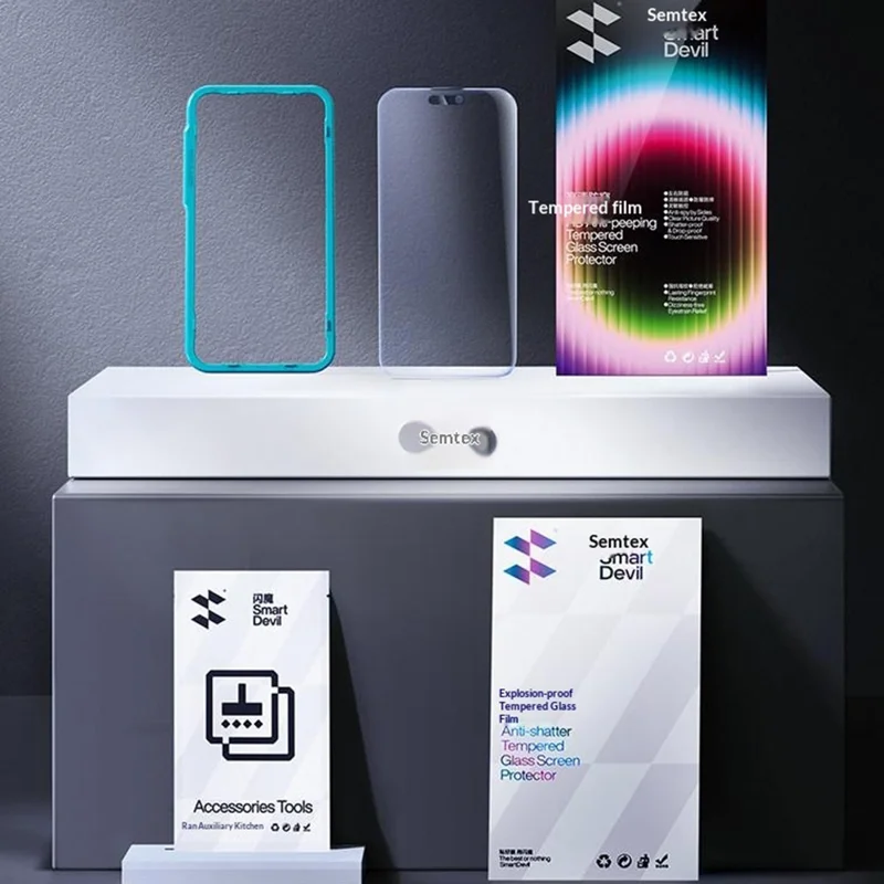 SMARTDEVIL For iPhone 17 Pro Max Anti-spy Full Screen Protector 0.33mm Medium Aluminium Silk Printing Tempered Glass with Installation Tool