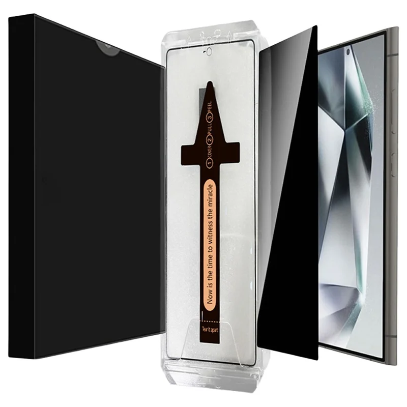 For Samsung Galaxy S26 Ultra Anti Spy Tempered Glass Screen Protector with Automatic Dust Removal Tool - Black