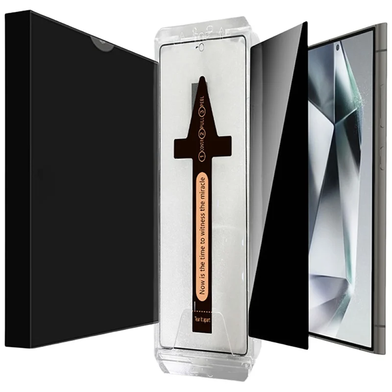 For Samsung Galaxy S26+ Anti Spy Tempered Glass Screen Protector with Automatic Dust Removal Tool - Black