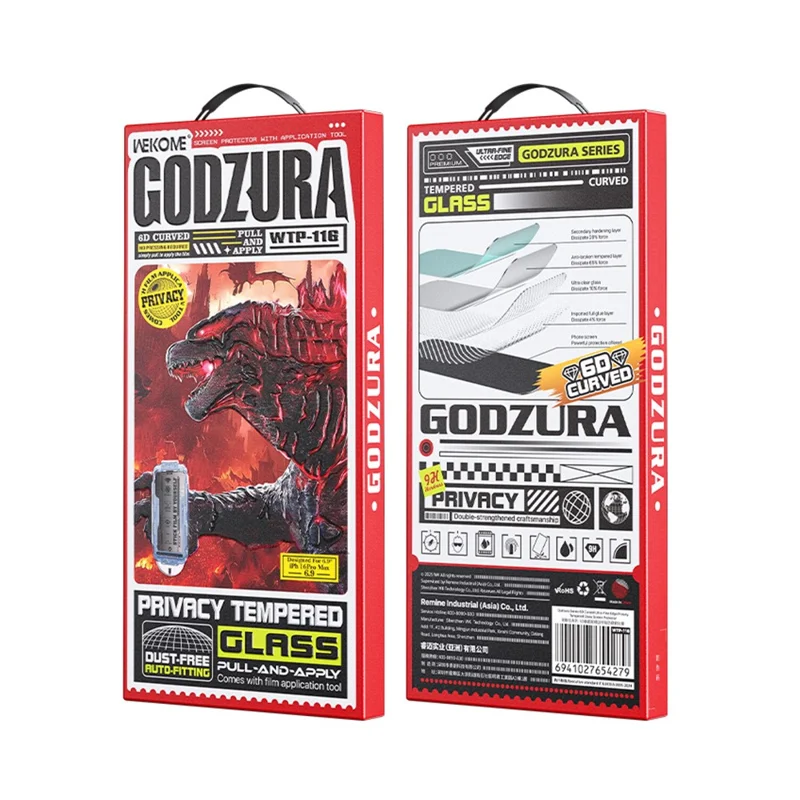 WEKOME WTP-116 For iPhone 17 Full Screen Protector 6D Curved Ultra-Fine Edge Privacy Tempered Glass Film - Black