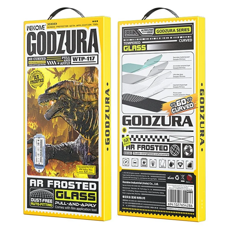 WEKOME WTP-117 Para iPhone Air Protector de Ecrã 6D Curvo Borda Ultrafina Fosco AR Cobertura Total Filme de Vidro Temperado - Transparente