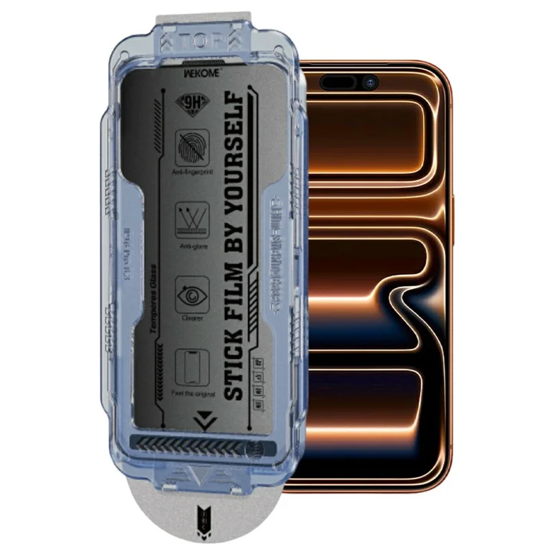 WEKOME WTP-118 Para iPhone 17 Pro Protector de Ecrã 6D Curvo com Borda Ultrafina Mate, Cobertura Total, Privacidade, Vidro Temperado - Preto