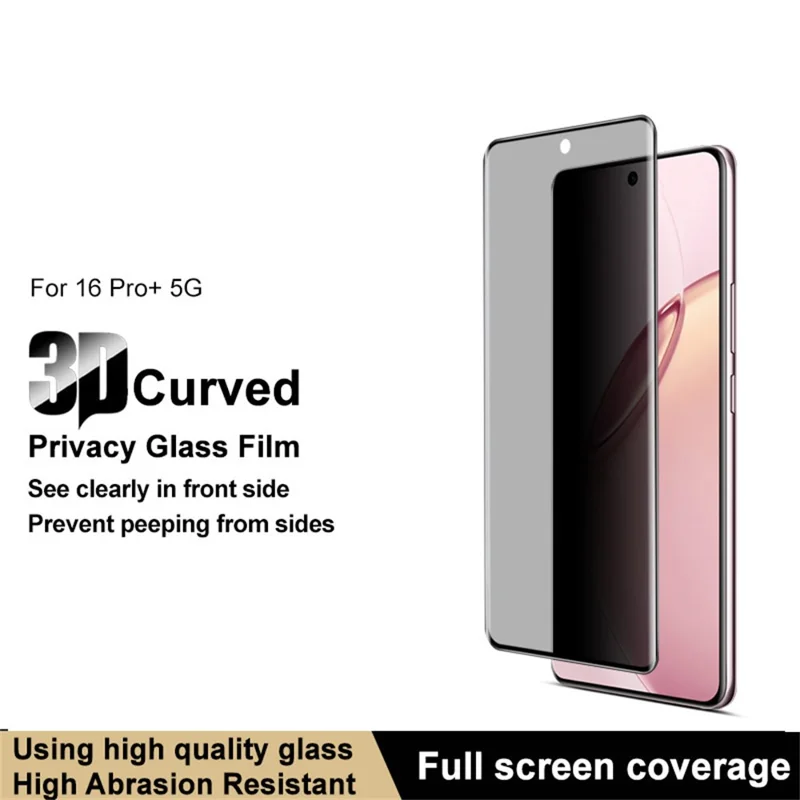IMAK For Realme 16 Pro+ 5G Anti Spy Screen Protector Full Cover Side Glue Tempered Glass Film - Black