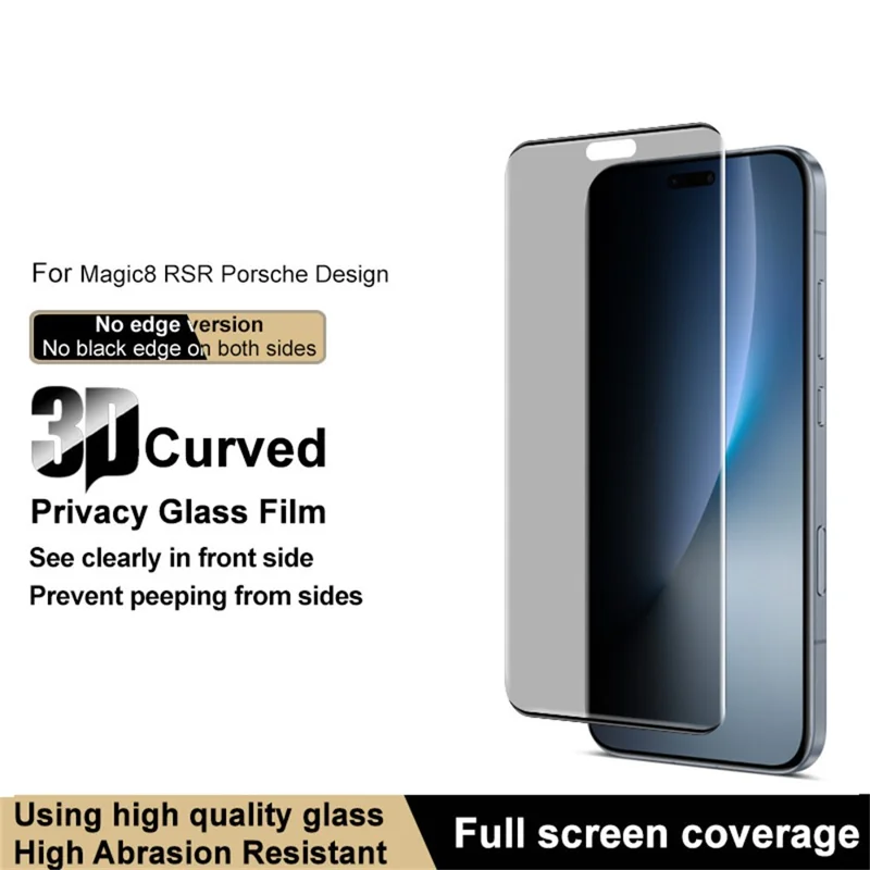 IMAK For Honor Magic8 RSR Porsche Design 5G Anti Spy Tempered Glass Side Glue Full Screen Protector (No Edge Version) - Black