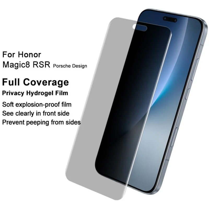 IMAK Privacy Hydrogel Film III per Honor Magic8 RSR Porsche Design 5G Anti-Spy Soft TPU Protezione Completa per Schermo (Sblocco con Impronta Digitale) - Trasparente