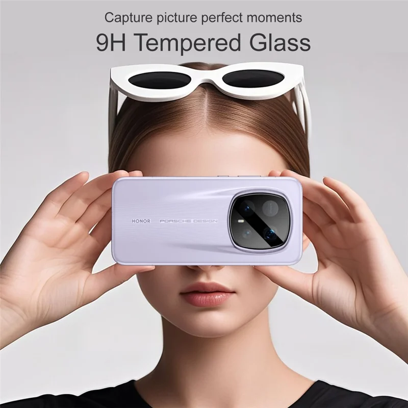 IMAK For Honor Magic8 RSR Porsche Design 5G Tempered Glass Full Cover Camera Lens Protector with Self Positioning Frame - Black
