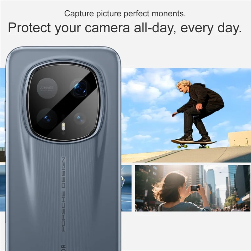 IMAK For Honor Magic8 RSR Porsche Design 5G Tempered Glass Full Cover Camera Lens Protector with Self Positioning Frame - Black