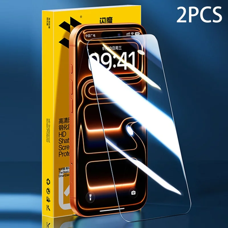 SMARTDEVIL 2Pcs For iPhone 17 Pro Max HD Screen Protector 0.33MM High Aluminium-Silicon Tempered Glass Film (NOT Complete Covering) with Installation Tool - Transparent