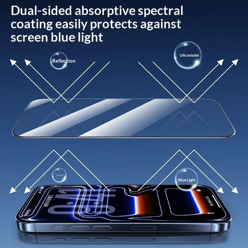 SMARTDEVIL Anti-blue Light Screen Protector For iPhone 17  /  16 Pro 0.33mm High Aluminium-Silicon Tempered Glass Film (Not Complete Covering) with Installation Tool