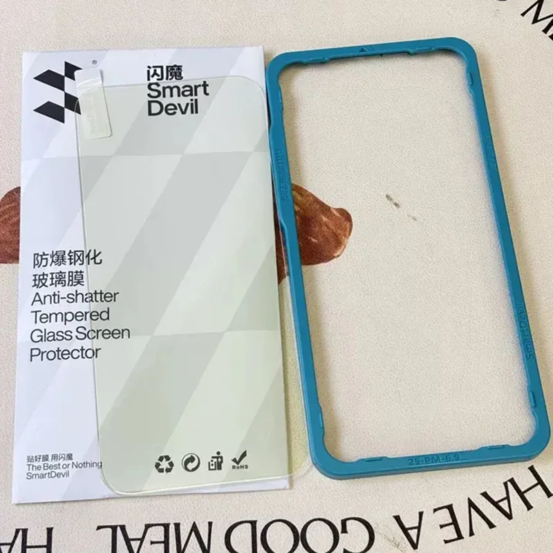 SMARTDEVIL For iPhone 15 Plus Anti-blue Light Screen Protector 0.33mm High Aluminium-Silicon Tempered Glass Film (Not Complete Covering) with Installation Tool