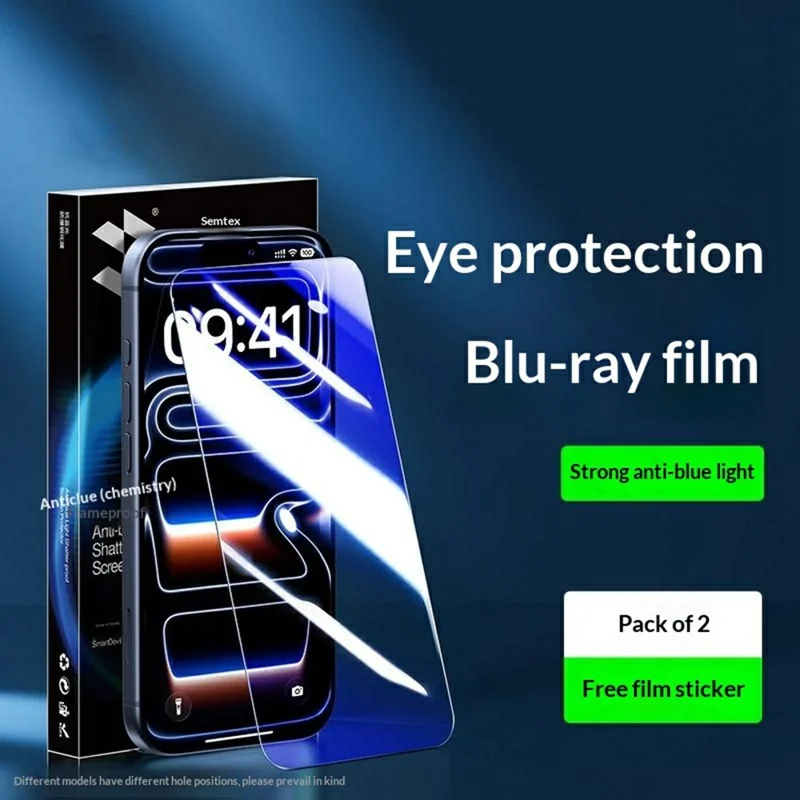 SMARTDEVIL 2Pcs For iPhone 16 Plus Screen Protector Anti-blue-ray 0.33mm High Aluminium-Silicon Tempered Glass (Not Complete Covering) with Installation Tool