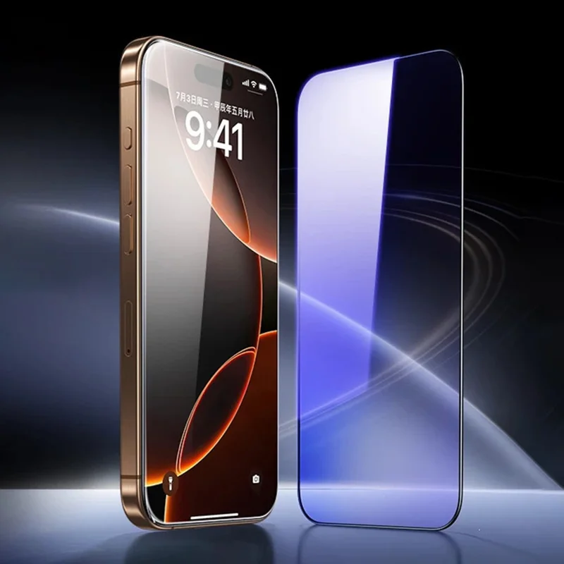 SMARTDEVIL For iPhone 16 Pro Full Screen Protector Anti Blue Light 0.33mm Silk Printing High Aluminium-silicon Glass Film - Transparent