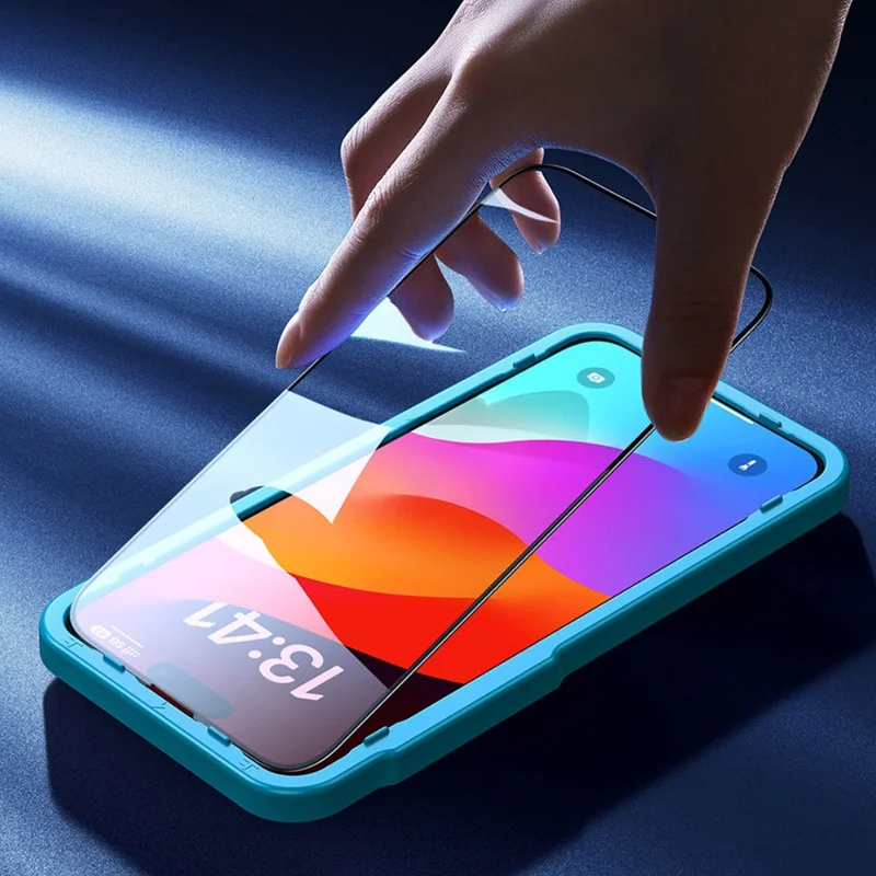 SMARTDEVIL для iPhone 15 Pro Max, защитная пленка на весь экран, защита от синего света, 0,33 мм, шелкография, пленка из высокопрочного алюмосиликатного стекла — прозрачная