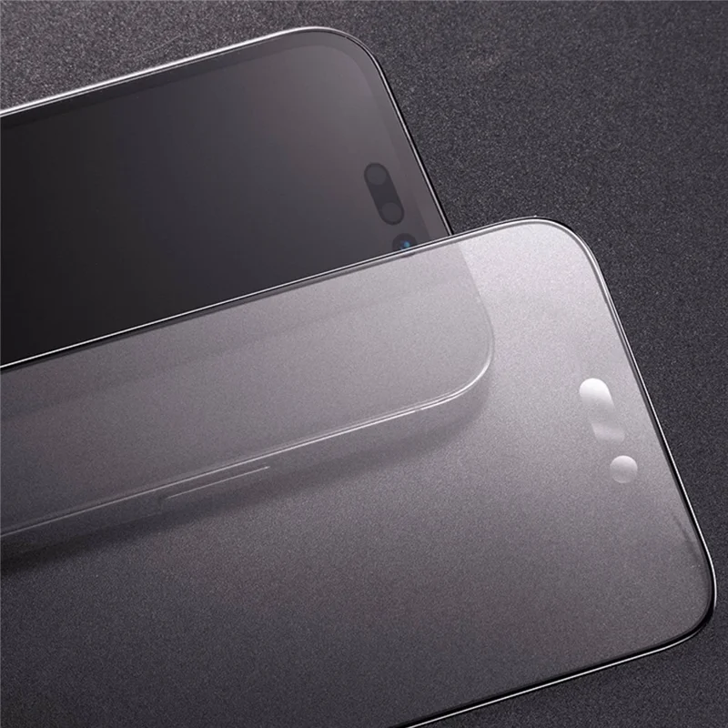 SMARTDEVIL For iPhone 16 / 15 0.33mm Full Screen Protector Silk Printing Matte Medium Alumina Glass Film with Dust-proof Net / Intallation Frame - Black