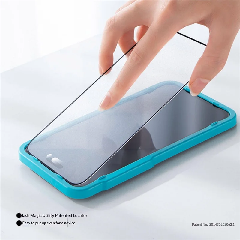 SMARTDEVIL Für iPhone 16 Plus / 15 Plus 0,33 mm Vollbildschutz Silk Printing Matt Medium Alumina Glasfolie mit Staubschutznetz / Installationsrahmen – Schwarz