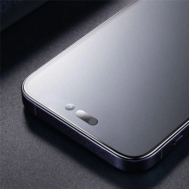 SMARTDEVIL Für iPhone 16 Plus / 15 Plus 0,33 mm Vollbildschutz Silk Printing Matt Medium Alumina Glasfolie mit Staubschutznetz / Installationsrahmen – Schwarz