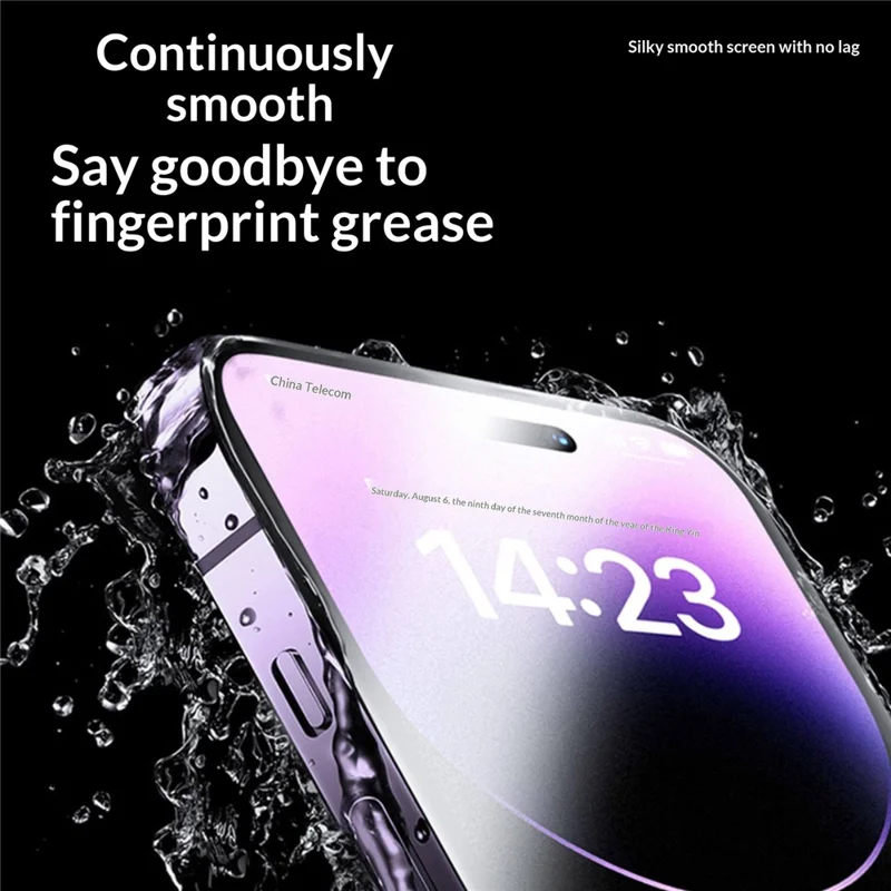 SMARTDEVIL For iPhone 15 Pro 0.33mm Full Screen Protector Silk Printing Matte Medium Alumina Glass Film with Dust-proof Net / Intallation Frame - Black