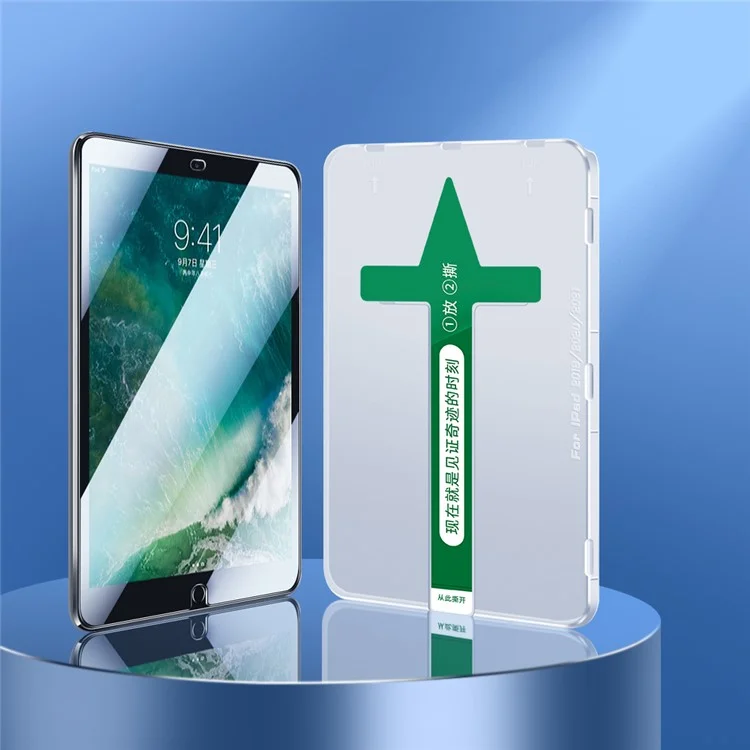 For iPad 10.2 (2021) / (2019) / (2020) Ultra Clear Tempered Glass Anti-scratch Screen Protector with Plastic Injection Installation Tool