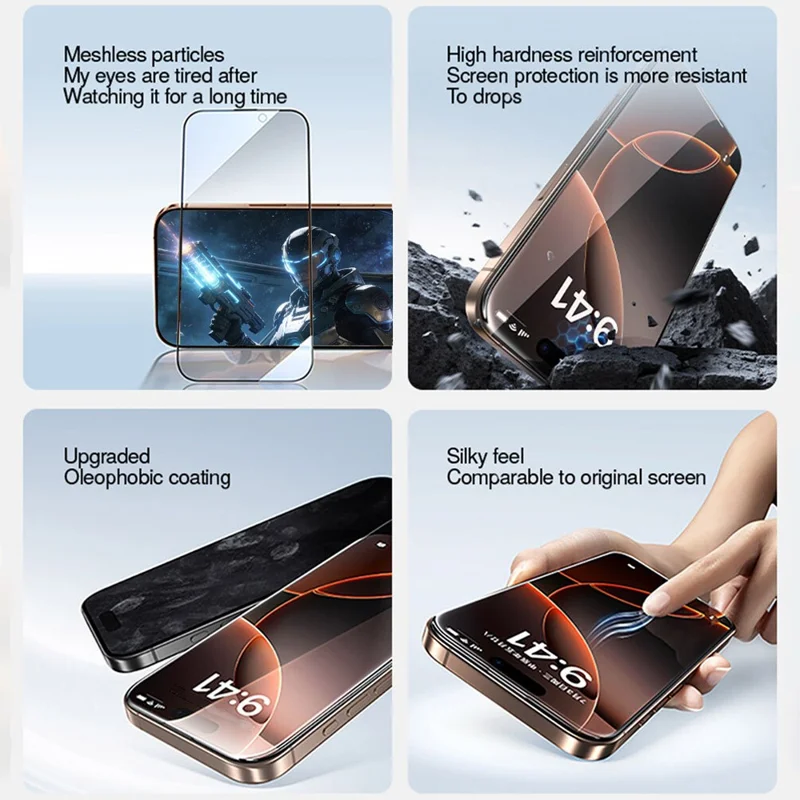 SMARTDEVIL For iPhone 17 Pro Anti-spy Full Screen Protector 0.33mm High Aluminium-silicon Glass Silk Printing Film with Installation Tool - Black