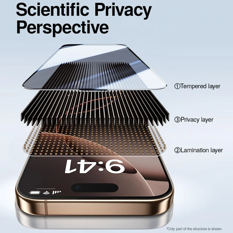 SMARTDEVIL Für iPhone 16 Plus / 15 Plus Anti-Spionage-Vollbildschutz 0,33 mm Hartglas aus Aluminium-Silizium mit Seidendruck-Folie und Installationswerkzeug – Schwarz