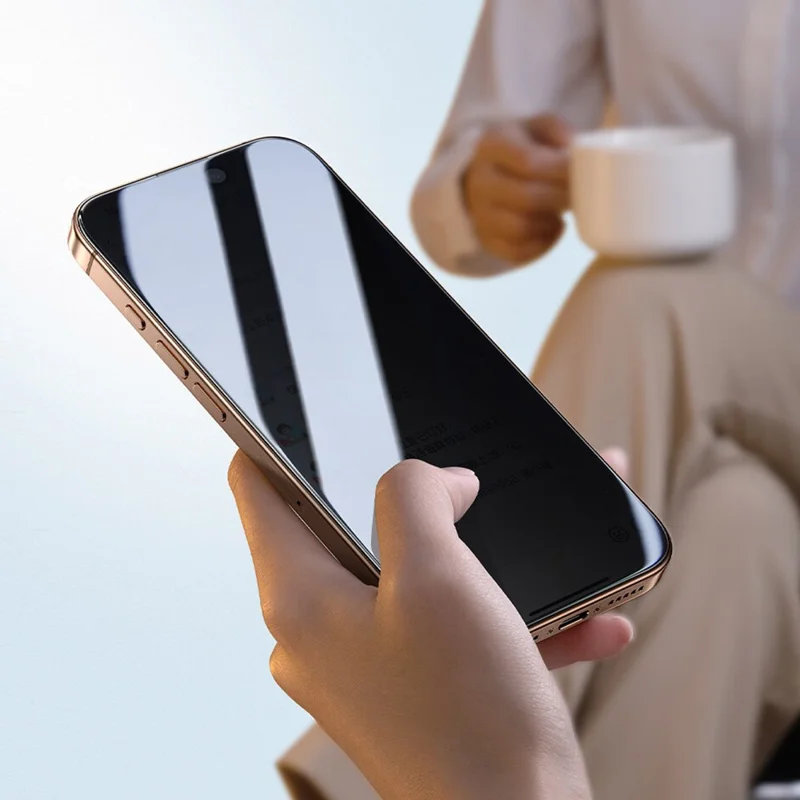 SMARTDEVIL Für iPhone 16 Plus / 15 Plus Anti-Spionage-Vollbildschutz 0,33 mm Hartglas aus Aluminium-Silizium mit Seidendruck-Folie und Installationswerkzeug – Schwarz