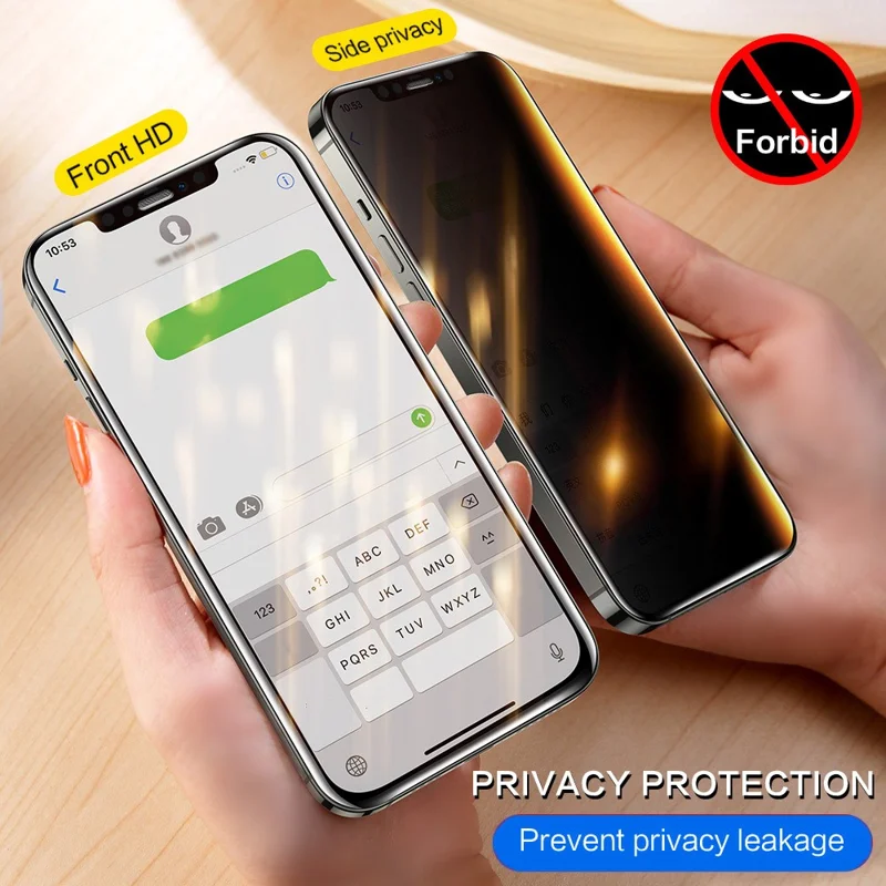 SMARTDEVIL Für iPhone 14 Plus / 13 Pro Max Anti-Spionage-Vollbildschutz 0,33 mm Hartglas mit Silkglass-Rahmen und Installationswerkzeug – Schwarz