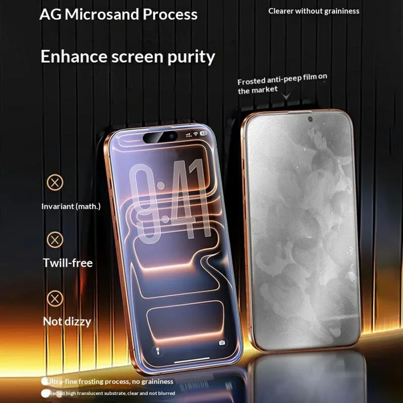 SMARTDEVIL Anti-spy Full Screen Protector For iPhone 16 Plus  /  15 Plus 0.33mm Medium Aluminium Silk Printing Tempered Glass with Installation Tool