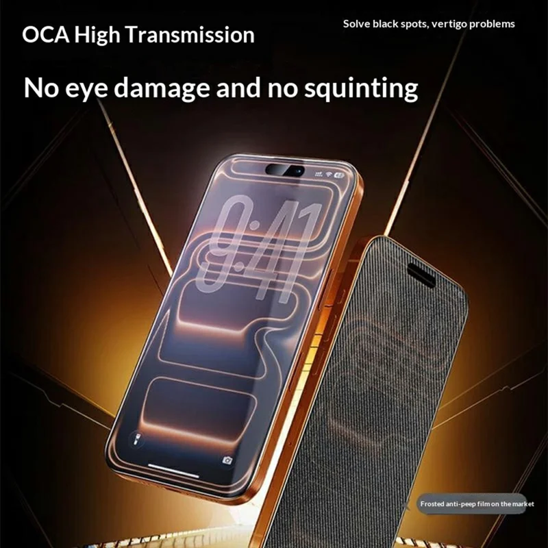 SMARTDEVIL Anti-spy Full Screen Protector For iPhone 16 Plus  /  15 Plus 0.33mm Medium Aluminium Silk Printing Tempered Glass with Installation Tool