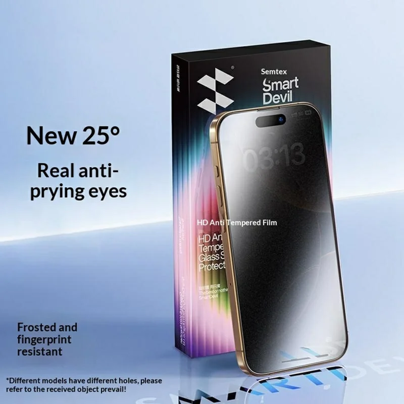 SMARTDEVIL For iPhone 15 Pro Max Anti-spy Full Screen Protector 0.33mm Medium Aluminium Silk Printing Tempered Glass with Installation Tool