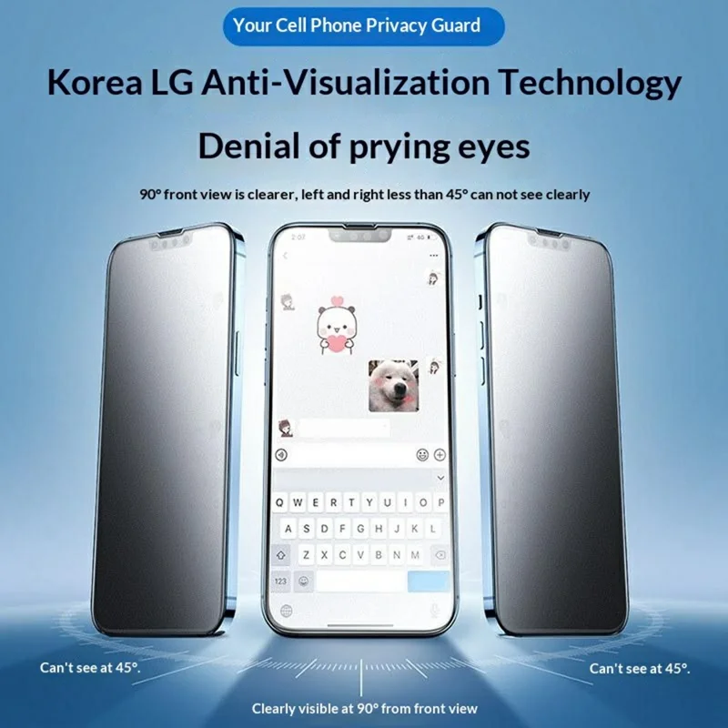 SMARTDEVIL Protector de Pantalla Completa Anti-Espías Para iPhone 16e / 14 / 13 / 13 Pro 0,33 mm Vidrio Templado de Aluminio Medio con Impresión de Seda y Herramienta de Instalación - Negro