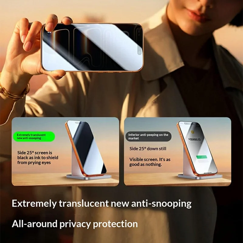 SMARTDEVIL For iPhone 15 Pro Screen Protector Anti Spy 0.33mm High Aluminium-Silicon Tempered Glass Film (Not Complete Covering) with Installation Tool