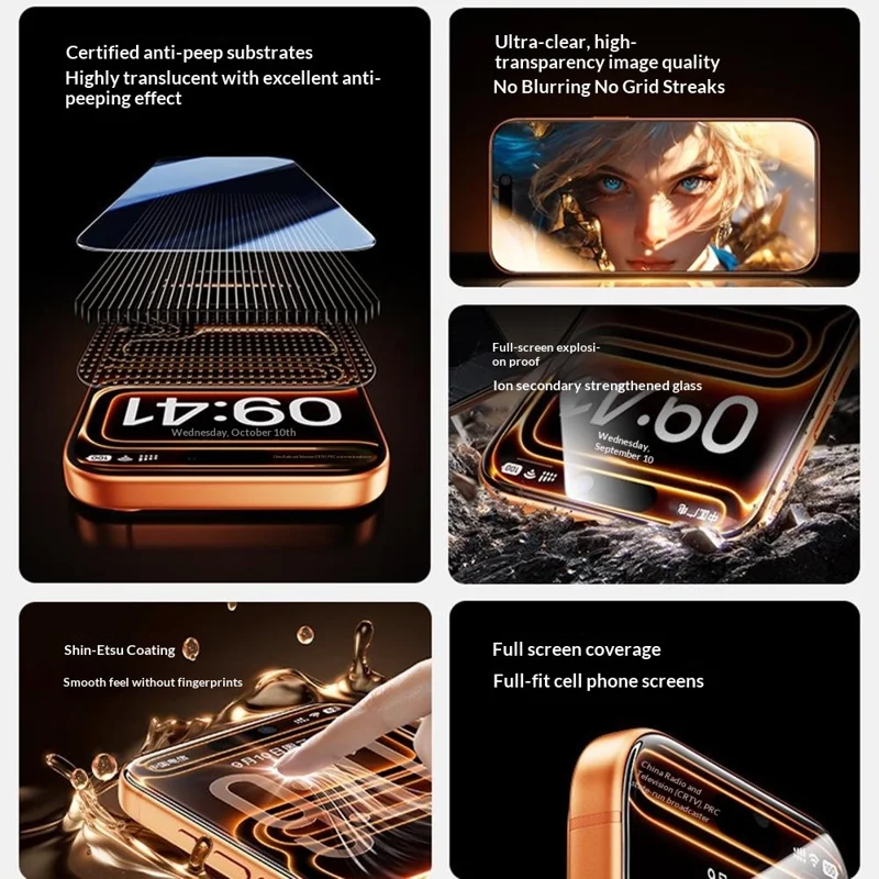 SMARTDEVIL For iPhone 12 Pro Max Screen Protector Anti Spy 0.33mm High Aluminium-Silicon Tempered Glass Film (Not Complete Covering) with Installation Tool