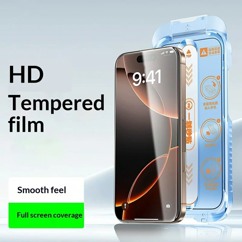 SMARTDEVIL Screen Protector For iPhone 16e  /  14  /  13  /  13 Pro 0.33mm Silk Printing Full Coverage HD High Aluminium-silicon Glass Film with Dust-Free Installation Tool - Transparent