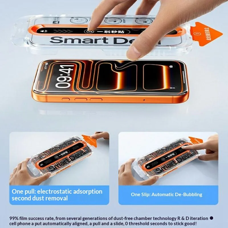 SMARTDEVIL 2 unidades para iPhone 15 Pro Max Protector de Pantalla 0,33 mm Impresión de Seda Cobertura Completa HD Película de Vidrio de Aluminosilicato con Herramienta de Instalación Sin Polvo - Transparente