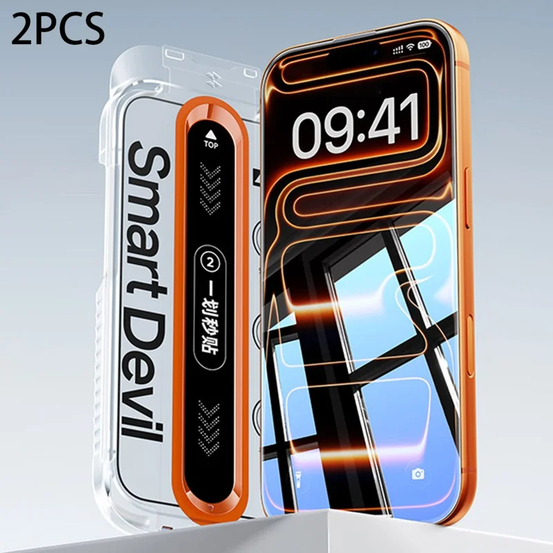 SMARTDEVIL 2 Unidades para iPhone Air Protetor de Ecrã Completo 0,33 mm Impressão em Seda AR Anti-reflexo HD Filme em Vidro Alumino-silicatado com Ferramenta de Instalação Sem Poeira - Transparente