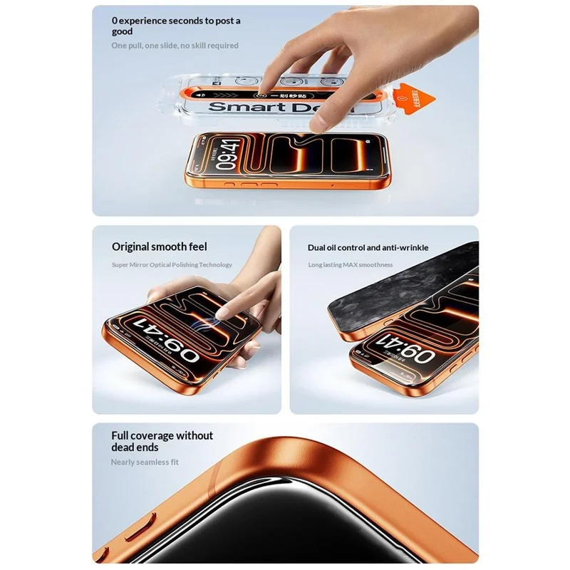 SMARTDEVIL 2 unidades para protector de pantalla completa iPhone 17 Pro Max 0,33 mm impresión en seda protector antirreflejos AR de alta definición película de vidrio de aluminio-silicio con herramienta de instalación sin polvo - transparente