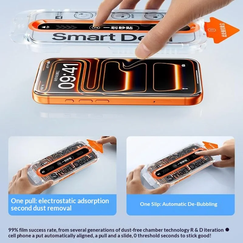 SMARTDEVIL 2 unidades para protector de pantalla completa iPhone 17 Pro Max 0,33 mm impresión en seda protector antirreflejos AR de alta definición película de vidrio de aluminio-silicio con herramienta de instalación sin polvo - transparente