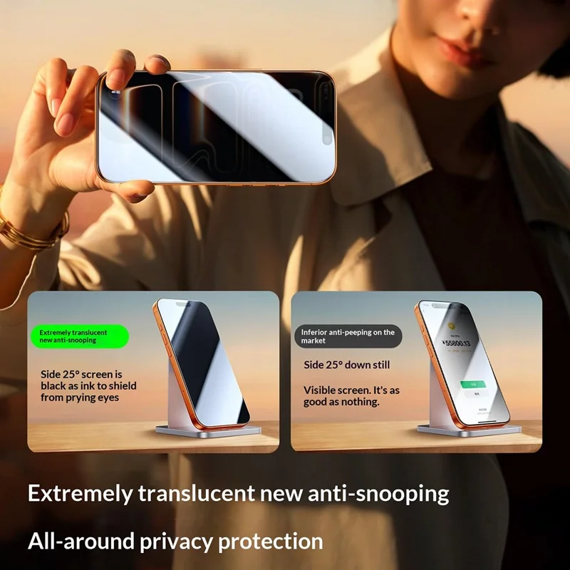 SMARTDEVIL 2Pcs For iPhone 17 Pro Screen Protector Anti Spy 0.33mm High Aluminium-Silicon Tempered Glass Film (Not Complete Covering) with Installation Tool