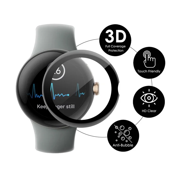 ENKAY HAT PRINCE For Google Pixel Watch 2 / Pixel Watch 3D Curved PMMA Screen Protector Soft PC Edge Anti-Scratch HD Clear Full Cover Film