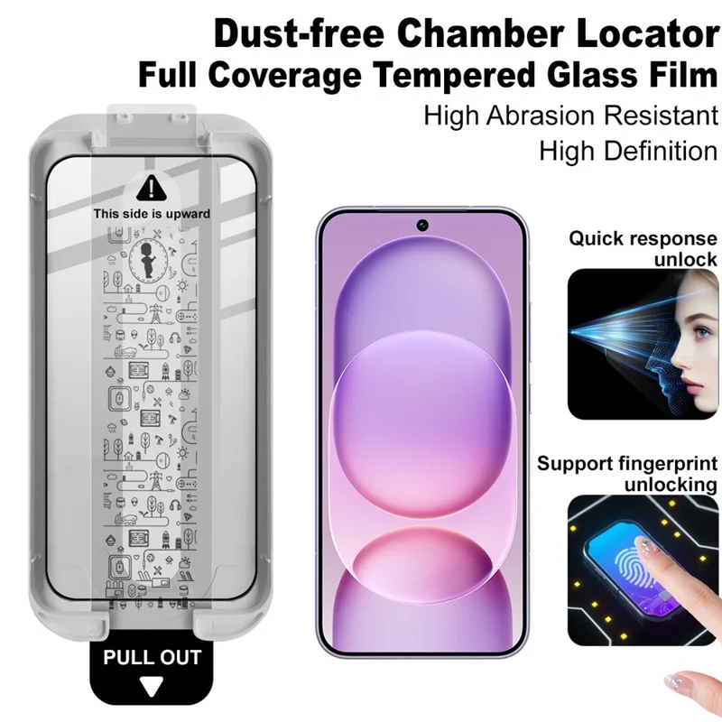 IMAK For Honor Magic8 Pro Air 5G Tempered Glass Full Screen Protector Full Glue Film with Dust-free Installation Tool (Fingerprint Unlock) - Black