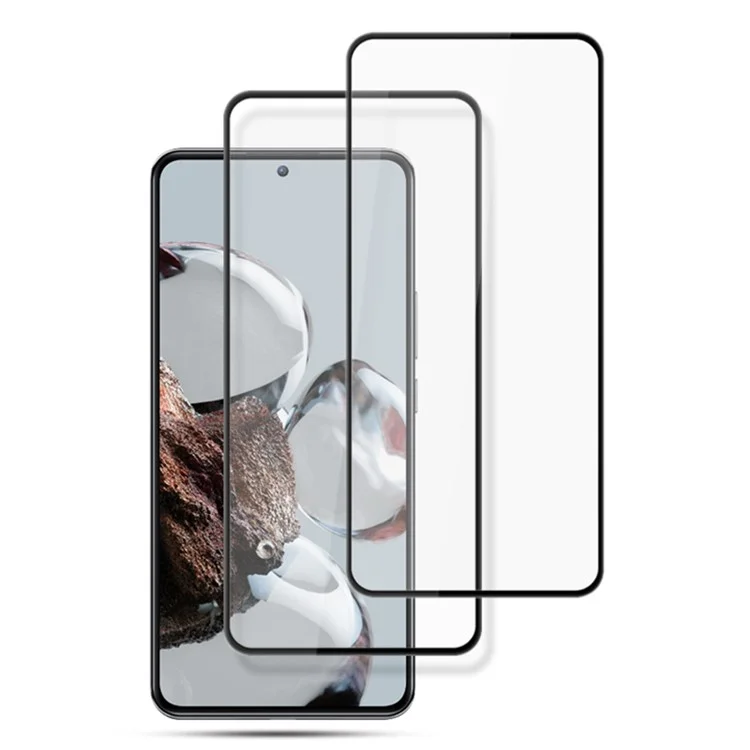 AMORUS 2 шт. / Набор для Xiaomi 12T 5G / Redmi K50 Ultra 5G HD Clear Full Glue Tempered Glass Secondary Hardening Silk Printing Full Screen Protector - Черный