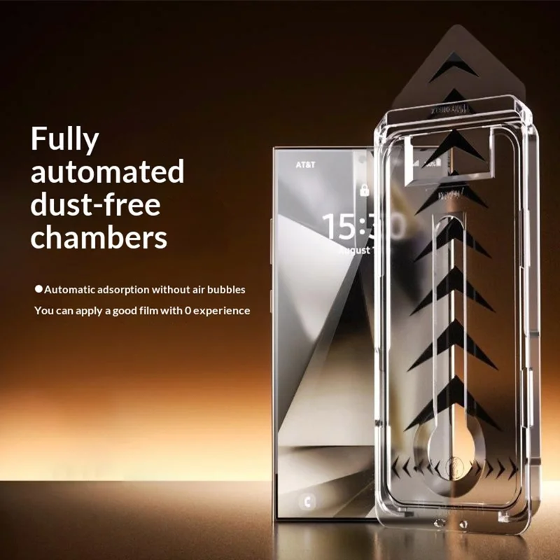 For Samsung Galaxy S25 Ultra Full Screen Protector Full Glue Automatic Dust Removal Tempered Glass HD Film with Automatic Alignment Tool - Transparent