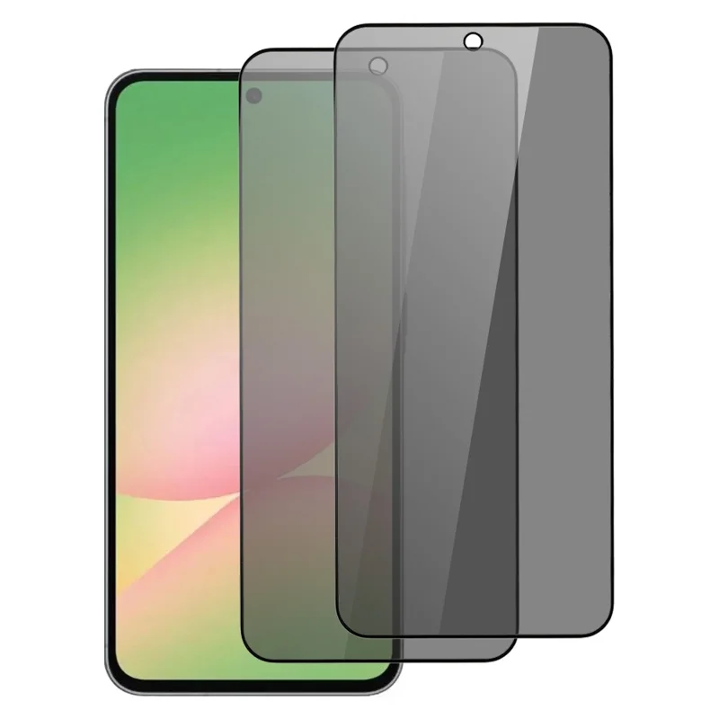 For Samsung Galaxy A57 5G 2PCS 180° Anti Spy Tempered Glass Silk Printing Full Coverage Screen Protector - Black