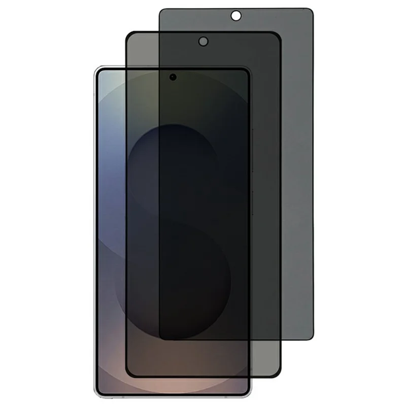 Pour Samsung Galaxy S26 2 pièces protection d'écran en verre trempé anti-espion 180° impression soie couverture complète - Noir