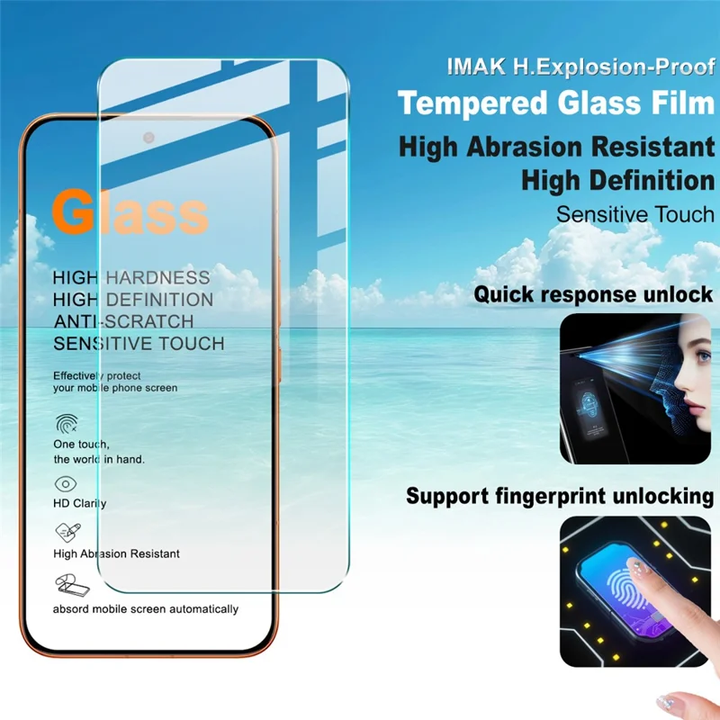 IMAK H Series For Xiaomi Redmi Turbo 5 Max 5G  /  Poco X8 Pro Max 5G Screen Protector Tempered Glass Film (Not Complete Coverage) (Fingerprint Unlock) - Transparent
