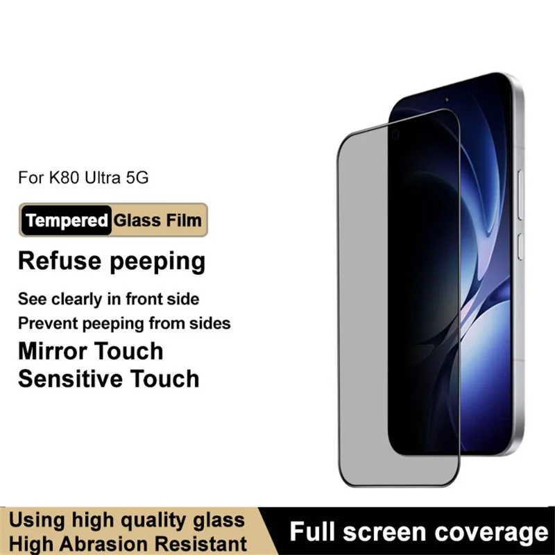 IMAK para Xiaomi Redmi K80 Ultra 5G Proteção de Ecrã de Privacidade Anti Espiões, Filme de Vidro Temperado Cobertura Total (Desbloqueio por Impressão Digital) - Preto