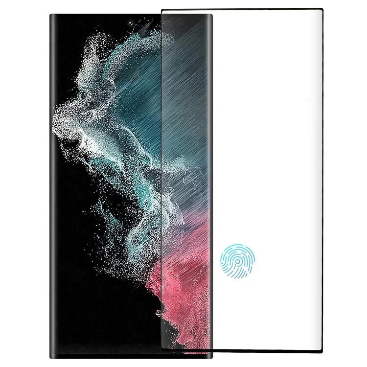 Para Samsung Galaxy S23 Ultra 3D Protector de pantalla completa con pegamento lateral Película de vidrio templado (Compatible con desbloqueo de huella digital)