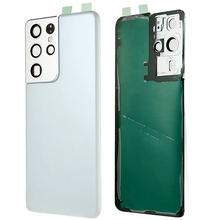 For Samsung Galaxy S21 Ultra 5G G998 Battery Housing with Adhesive Sticker + Camera Lens Cover - White