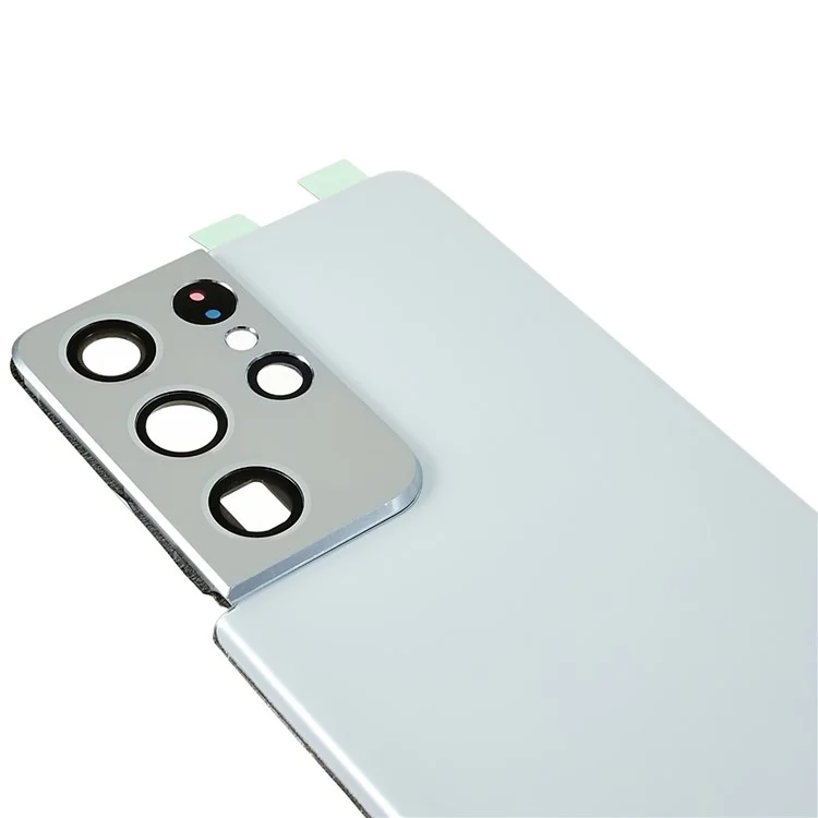 For Samsung Galaxy S21 Ultra 5G G998 Battery Housing with Adhesive Sticker + Camera Lens Cover - White