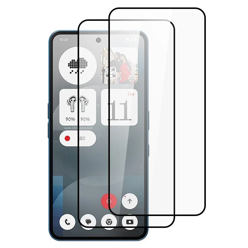 ITIETIE 2 UDS Para Nothing Phone (3a) Lite 5G Cristal Templado 0,25 mm de Aluminio Alto Protector de Pantalla Completa con Impresión de Seda, Película con Adhesivo Completo - Transparente